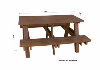 Mesa de Churrasqueira em Madeira Plástica 1,5 M